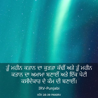 Picture 03 - ਖ਼ਰੋਜ 28:39 PANIRV - ਤੂੰ ਮਹੀਨ ਕਤਾਨ ਦਾ - Bible Verse Picture