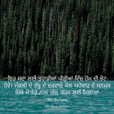 Picture 03 - ਖ਼ਰੋਜ 29:42 PANIRV - ਇਹ ਸਦਾ ਲਈ ਤੁਹਾਡੀਆਂ - Bible Verse Picture