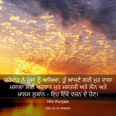 Picture 03 - ਖ਼ਰੋਜ 30:34 PANIRV - ਯਹੋਵਾਹ ਨੇ ਮੂਸਾ ਨੂੰ - Bible Verse Picture