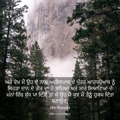 Picture 03 - ਖ਼ਰੋਜ 31:6 PANIRV - ਅਤੇ ਵੇਖ ਮੈਂ ਉਹ ਦੇ - Bible Verse Picture