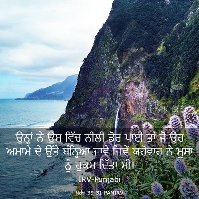 Picture 03 - ਖ਼ਰੋਜ 39:31 PANIRV - ਉਨ੍ਹਾਂ ਨੇ ਉਸ ਵਿੱਚ - Bible Verse Picture