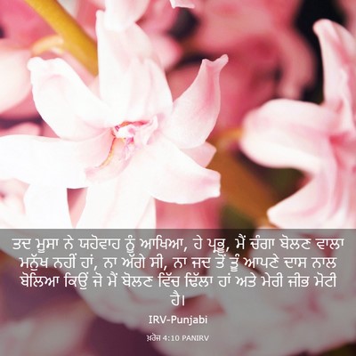 Picture 03 - ਖ਼ਰੋਜ 4:10 PANIRV - ਤਦ ਮੂਸਾ ਨੇ ਯਹੋਵਾਹ - Bible Verse Picture
