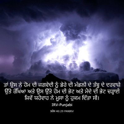 Picture 03 - ਖ਼ਰੋਜ 40:29 PANIRV - ਤਾਂ ਉਸ ਨੇ ਹੋਮ ਦੀ - Bible Verse Picture