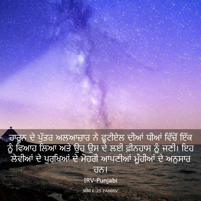 Picture 03 - ਖ਼ਰੋਜ 6:25 PANIRV - ਹਾਰੂਨ ਦੇ ਪੁੱਤਰ - Bible Verse Picture