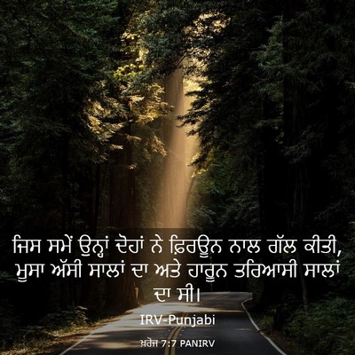 Picture 03 - ਖ਼ਰੋਜ 7:7 PANIRV - ਜਿਸ ਸਮੇਂ ਉਨ੍ਹਾਂ - Bible Verse Picture