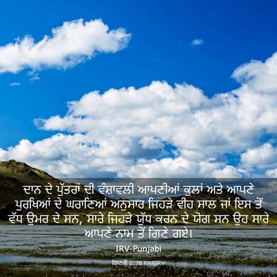 Picture 03 - ਗਿਣਤੀ 1:38 PANIRV - ਦਾਨ ਦੇ ਪੁੱਤਰਾਂ ਦੀ - Bible Verse Picture