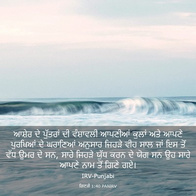 Picture 03 - ਗਿਣਤੀ 1:40 PANIRV - ਆਸ਼ੇਰ ਦੇ ਪੁੱਤਰਾਂ - Bible Verse Picture