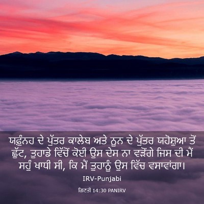Picture 03 - ਗਿਣਤੀ 14:30 PANIRV - ਯਫ਼ੁੰਨਹ ਦੇ ਪੁੱਤਰ - Bible Verse Picture