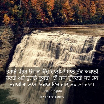 Picture 03 - ਗਿਣਤੀ 14:33 PANIRV - ਤੁਹਾਡੇ ਪੁੱਤਰ ਉਜਾੜ - Bible Verse Picture