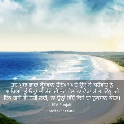 Picture 03 - ਗਿਣਤੀ 16:15 PANIRV - ਤਦ ਮੂਸਾ ਡਾਢਾ - Bible Verse Picture