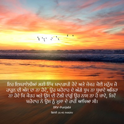 Picture 03 - ਗਿਣਤੀ 16:40 PANIRV - ਇਹ ਇਸਰਾਏਲੀਆਂ ਲਈ - Bible Verse Picture