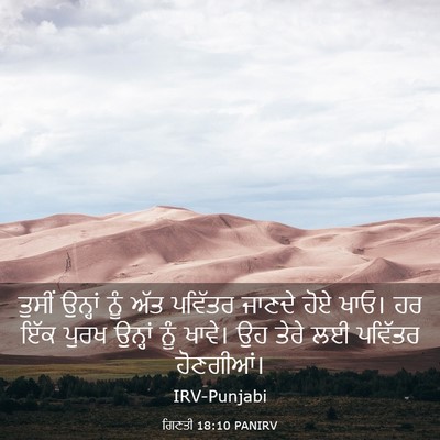Picture 03 - ਗਿਣਤੀ 18:10 PANIRV - ਤੁਸੀਂ ਉਨ੍ਹਾਂ ਨੂੰ - Bible Verse Picture
