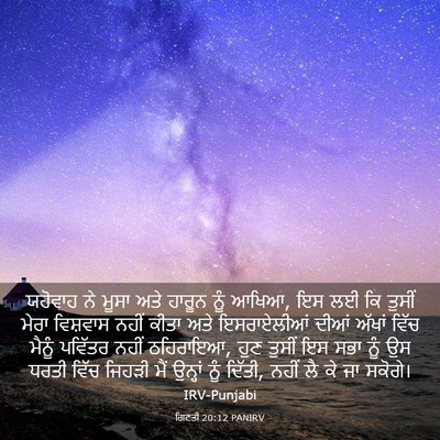 Picture 03 - ਗਿਣਤੀ 20:12 PANIRV - ਯਹੋਵਾਹ ਨੇ ਮੂਸਾ ਅਤੇ - Bible Verse Picture