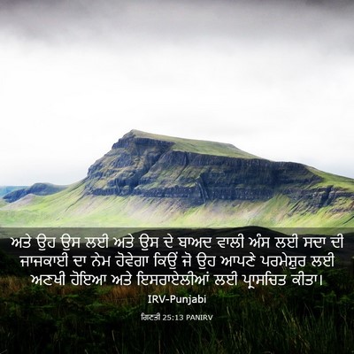 Picture 03 - ਗਿਣਤੀ 25:13 PANIRV - ਅਤੇ ਉਹ ਉਸ ਲਈ ਅਤੇ ਉਸ - Bible Verse Picture