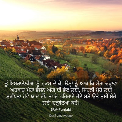Picture 03 - ਗਿਣਤੀ 28:2 PANIRV - ਤੂੰ ਇਸਰਾਏਲੀਆਂ ਨੂੰ - Bible Verse Picture