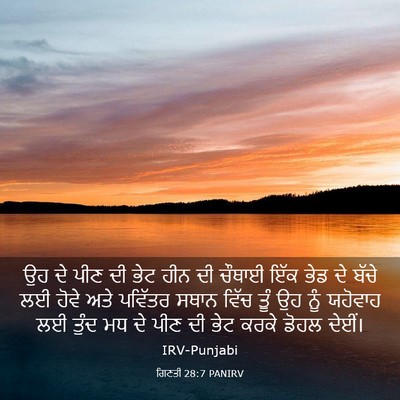 Picture 03 - ਗਿਣਤੀ 28:7 PANIRV - ਉਹ ਦੇ ਪੀਣ ਦੀ ਭੇਟ - Bible Verse Picture