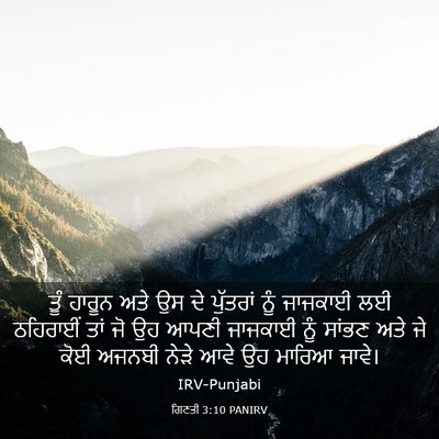 Picture 03 - ਗਿਣਤੀ 3:10 PANIRV - ਤੂੰ ਹਾਰੂਨ ਅਤੇ ਉਸ ਦੇ - Bible Verse Picture