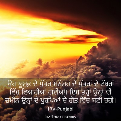 Picture 03 - ਗਿਣਤੀ 36:12 PANIRV - ਉਹ ਯੂਸੁਫ਼ ਦੇ ਪੁੱਤਰ - Bible Verse Picture