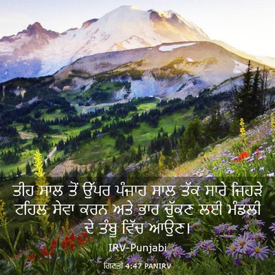 Picture 03 - ਗਿਣਤੀ 4:47 PANIRV - ਤੀਹ ਸਾਲ ਤੋਂ ਉੱਪਰ - Bible Verse Picture