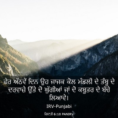 Picture 03 - ਗਿਣਤੀ 6:10 PANIRV - ਫੇਰ ਅੱਠਵੇਂ ਦਿਨ ਉਹ - Bible Verse Picture