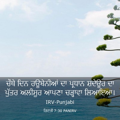 Picture 03 - ਗਿਣਤੀ 7:30 PANIRV - ਚੌਥੇ ਦਿਨ ਰਊਬੇਨੀਆਂ - Bible Verse Picture