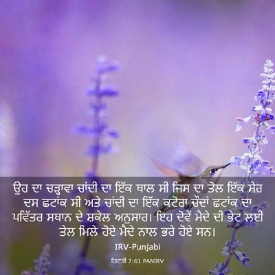 Picture 03 - ਗਿਣਤੀ 7:61 PANIRV - ਉਹ ਦਾ ਚੜ੍ਹਾਵਾ - Bible Verse Picture