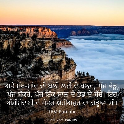 Picture 03 - ਗਿਣਤੀ 7:71 PANIRV - ਅਤੇ ਸੁੱਖ-ਸਾਂਦ ਦੀ - Bible Verse Picture