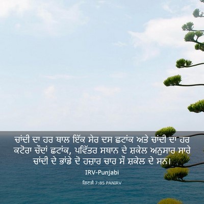 Picture 03 - ਗਿਣਤੀ 7:85 PANIRV - ਚਾਂਦੀ ਦਾ ਹਰ ਥਾਲ ਇੱਕ - Bible Verse Picture