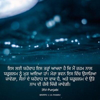 Picture 03 - ਜ਼ਕਰਯਾਹ 1:16 PANIRV - ਇਸ ਲਈ ਯਹੋਵਾਹ ਇਸ - Bible Verse Picture