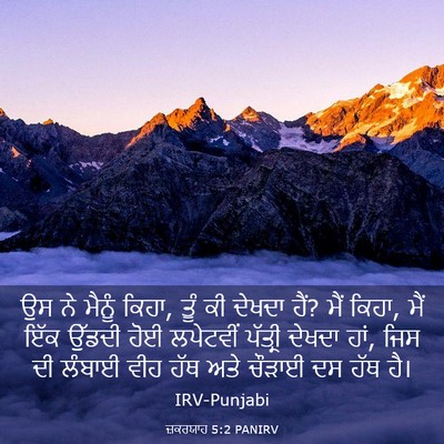 Picture 03 - ਜ਼ਕਰਯਾਹ 5:2 PANIRV - ਉਸ ਨੇ ਮੈਨੂੰ ਕਿਹਾ, - Bible Verse Picture