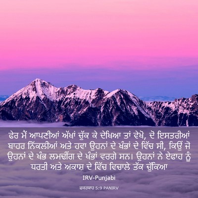 Picture 03 - ਜ਼ਕਰਯਾਹ 5:9 PANIRV - ਫੇਰ ਮੈਂ ਆਪਣੀਆਂ - Bible Verse Picture
