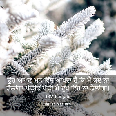 Picture 03 - ਜ਼ਬੂਰ 10:6 PANIRV - ਉਹ ਆਪਣੇ ਮਨ ਵਿੱਚ - Bible Verse Picture