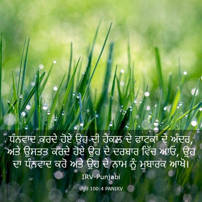 Picture 03 - ਜ਼ਬੂਰ 100:4 PANIRV - ਧੰਨਵਾਦ ਕਰਦੇ ਹੋਏ ਉਹ - Bible Verse Picture