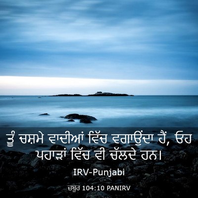 Picture 03 - ਜ਼ਬੂਰ 104:10 PANIRV - ਤੂੰ ਚਸ਼ਮੇ ਵਾਦੀਆਂ - Bible Verse Picture