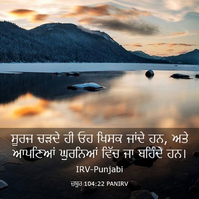 Picture 03 - ਜ਼ਬੂਰ 104:22 PANIRV - ਸੂਰਜ ਚੜਦੇ ਹੀ ਓਹ - Bible Verse Picture