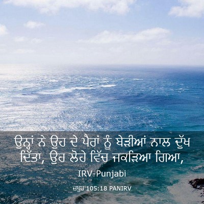Picture 03 - ਜ਼ਬੂਰ 105:18 PANIRV - ਉਨ੍ਹਾਂ ਨੇ ਉਹ ਦੇ - Bible Verse Picture