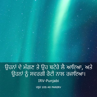 Picture 03 - ਜ਼ਬੂਰ 105:40 PANIRV - ਉਹਨਾਂ ਦੇ ਮੰਗਣ ਤੇ ਉਹ - Bible Verse Picture