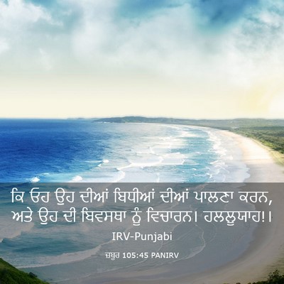 Picture 03 - ਜ਼ਬੂਰ 105:45 PANIRV - ਕਿ ਓਹ ਉਹ ਦੀਆਂ - Bible Verse Picture