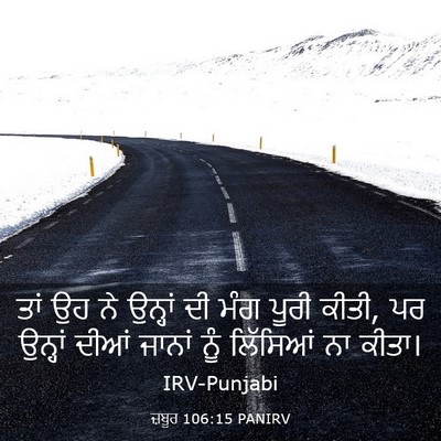 Picture 03 - ਜ਼ਬੂਰ 106:15 PANIRV - ਤਾਂ ਉਹ ਨੇ ਉਨ੍ਹਾਂ ਦੀ - Bible Verse Picture