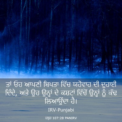 Picture 03 - ਜ਼ਬੂਰ 107:28 PANIRV - ਤਾਂ ਓਹ ਆਪਣੀ ਬਿਪਤਾ - Bible Verse Picture