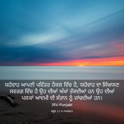 Picture 03 - ਜ਼ਬੂਰ 11:4 PANIRV - ਯਹੋਵਾਹ ਆਪਣੀ - Bible Verse Picture