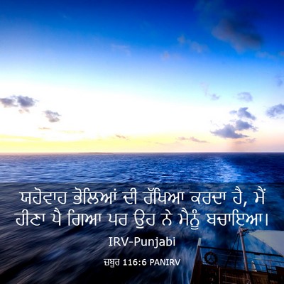 Picture 03 - ਜ਼ਬੂਰ 116:6 PANIRV - ਯਹੋਵਾਹ ਭੋਲਿਆਂ ਦੀ - Bible Verse Picture