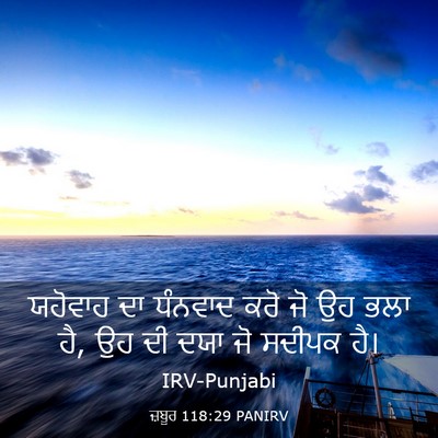 Picture 03 - ਜ਼ਬੂਰ 118:29 PANIRV - ਯਹੋਵਾਹ ਦਾ ਧੰਨਵਾਦ - Bible Verse Picture