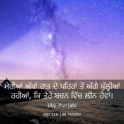Picture 03 - ਜ਼ਬੂਰ 119:148 PANIRV - ਮੇਰੀਆਂ ਅੱਖਾਂ ਰਾਤ - Bible Verse Picture