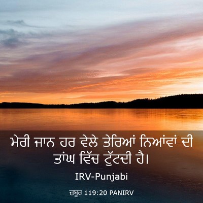Picture 03 - ਜ਼ਬੂਰ 119:20 PANIRV - ਮੇਰੀ ਜਾਨ ਹਰ ਵੇਲੇ - Bible Verse Picture