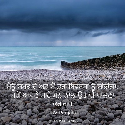 Picture 03 - ਜ਼ਬੂਰ 119:34 PANIRV - ਮੈਨੂੰ ਸਮਝ ਦੇ ਅਤੇ - Bible Verse Picture