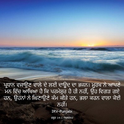 Picture 03 - ਜ਼ਬੂਰ 14:1 PANIRV - ਪ੍ਰਧਾਨ ਵਜਾਉਣ ਵਾਲੇ - Bible Verse Picture