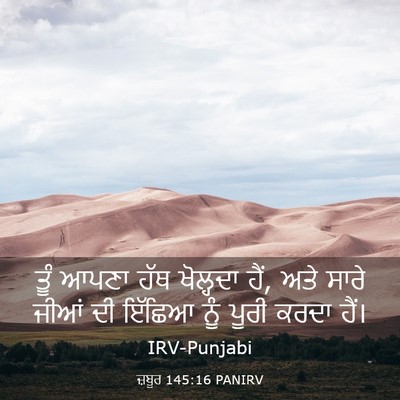 Picture 03 - ਜ਼ਬੂਰ 145:16 PANIRV - ਤੂੰ ਆਪਣਾ ਹੱਥ - Bible Verse Picture