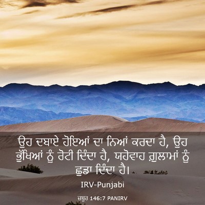 Picture 03 - ਜ਼ਬੂਰ 146:7 PANIRV - ਉਹ ਦਬਾਏ ਹੋਇਆਂ ਦਾ - Bible Verse Picture