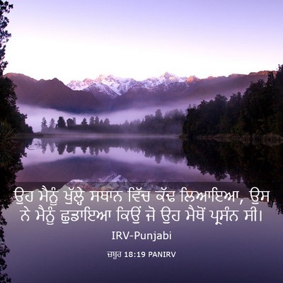 Picture 03 - ਜ਼ਬੂਰ 18:19 PANIRV - ਉਹ ਮੈਨੂੰ ਖੁੱਲ੍ਹੇ - Bible Verse Picture